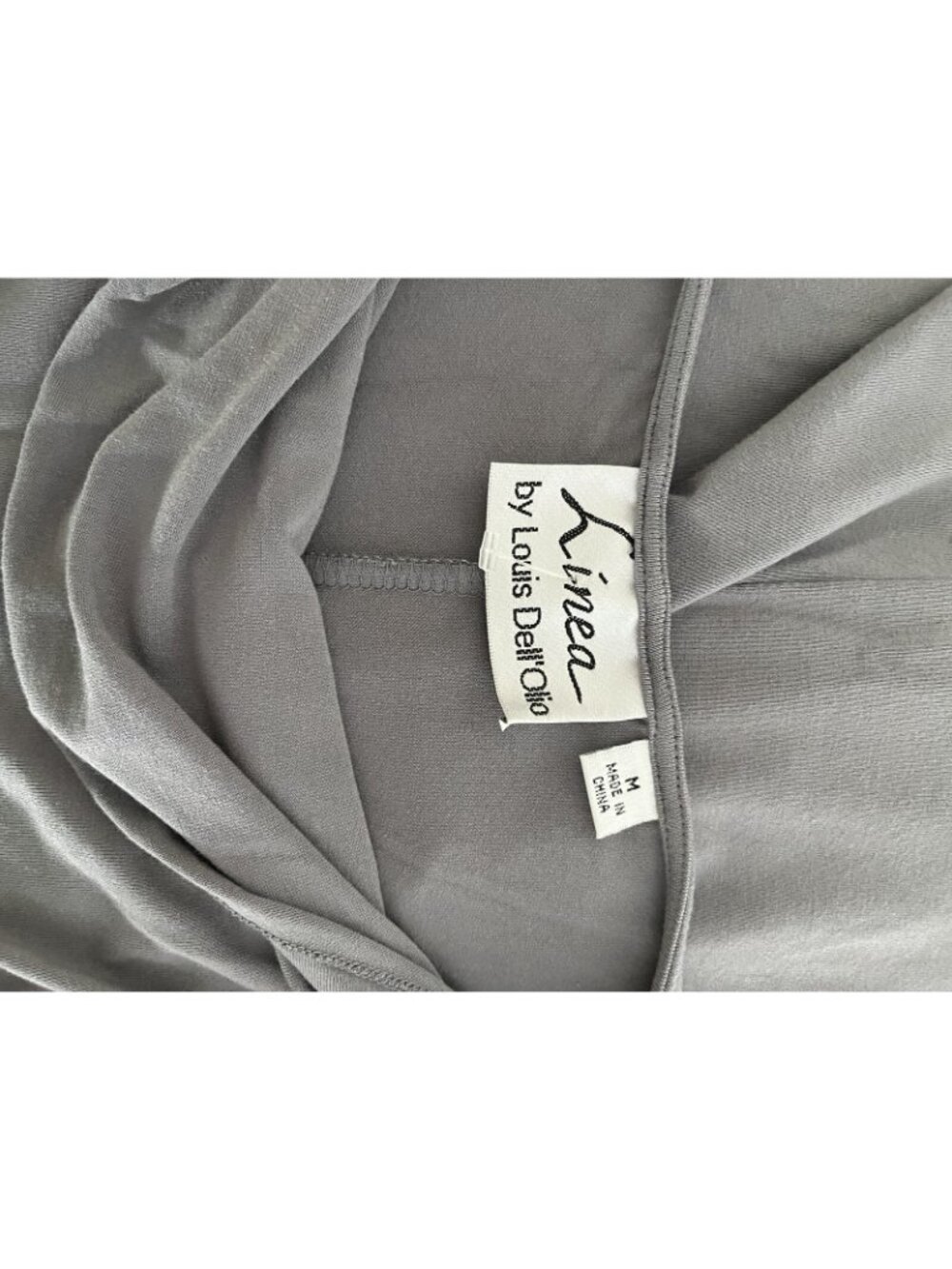 Linea by Louis Dell’Olio Steel‑Gray Knit Cowl‑Neck Midi Dress M Minimalist Luxe - Picture 6 of 7